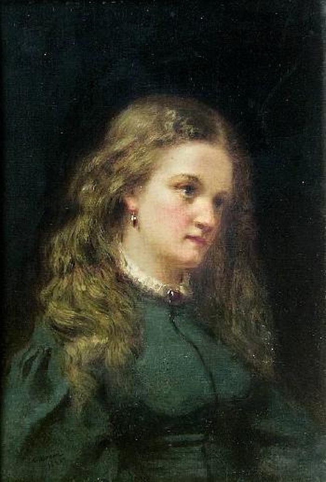 Portrait of a Girl in a Green Dress by John George Brown
