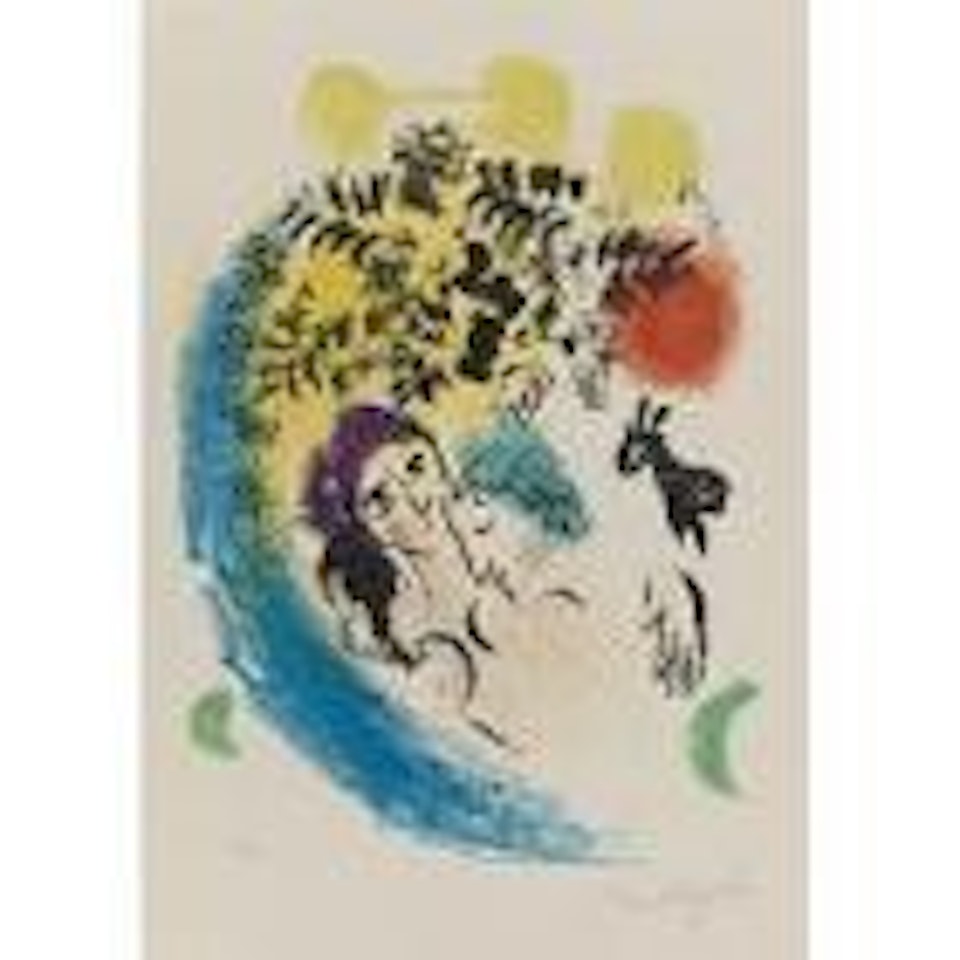 Les amoreaux au soleil rouge (M. 285) by Marc Chagall