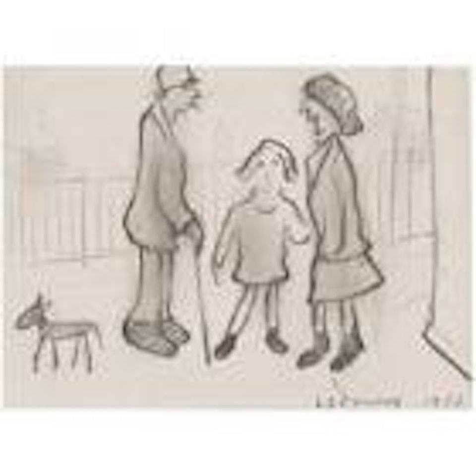Figures and a Dog by Laurence Stephen Lowry