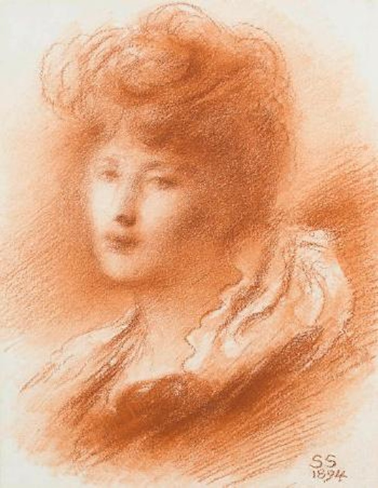 Study of a female head by Simeon Solomon