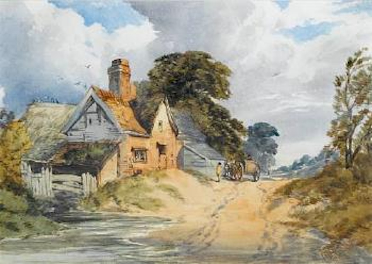 Landscape with cottage by William Callow