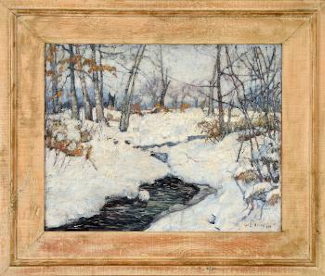 Winter scene with creek by Walter Emerson Baum
