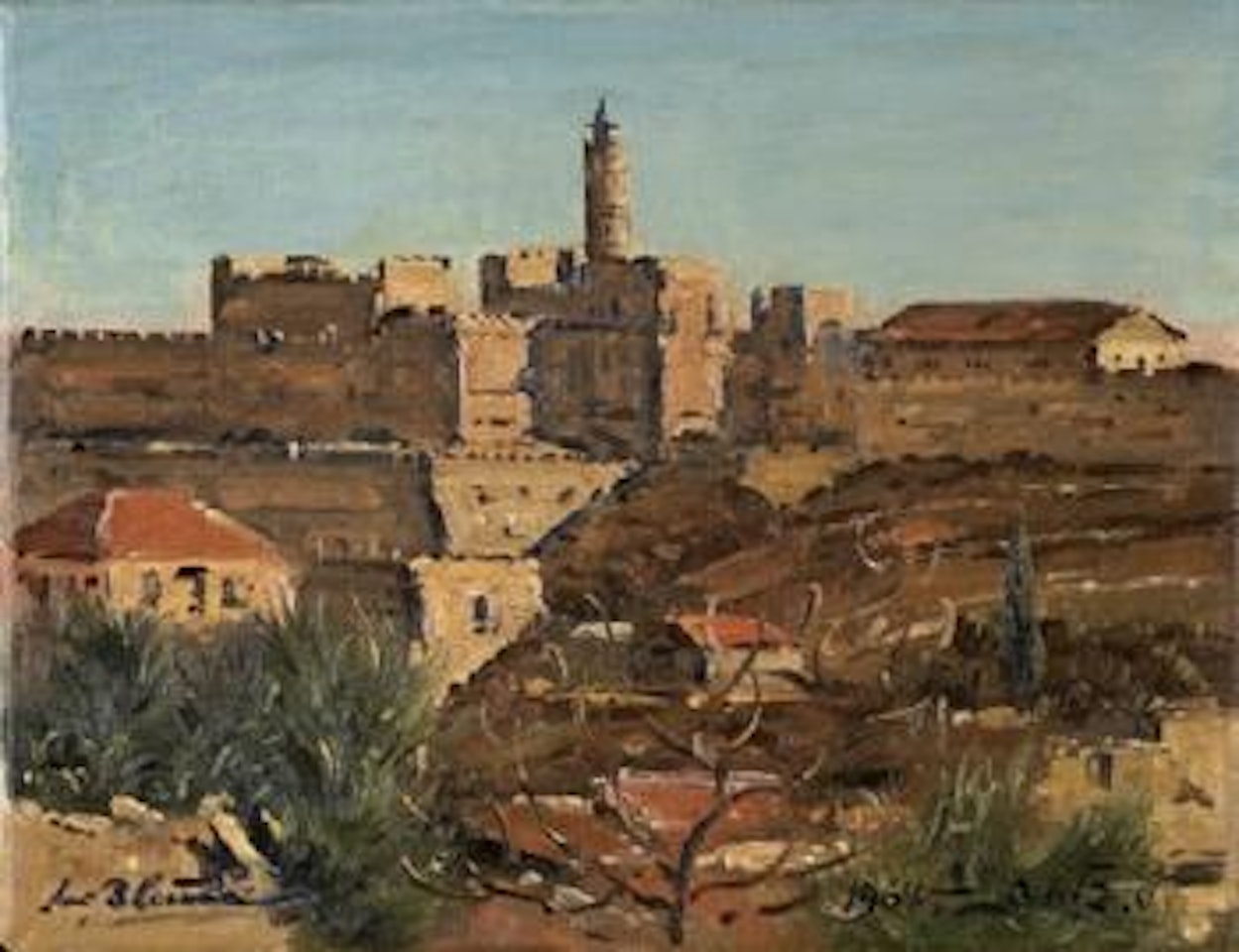 Jerusalem, View of the Citadel from Yemin Moshe by Ludwig Blum
