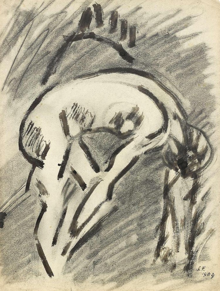 Femme assise.  Etude de danseuse au tutu. Nu penche by Serge Férat
