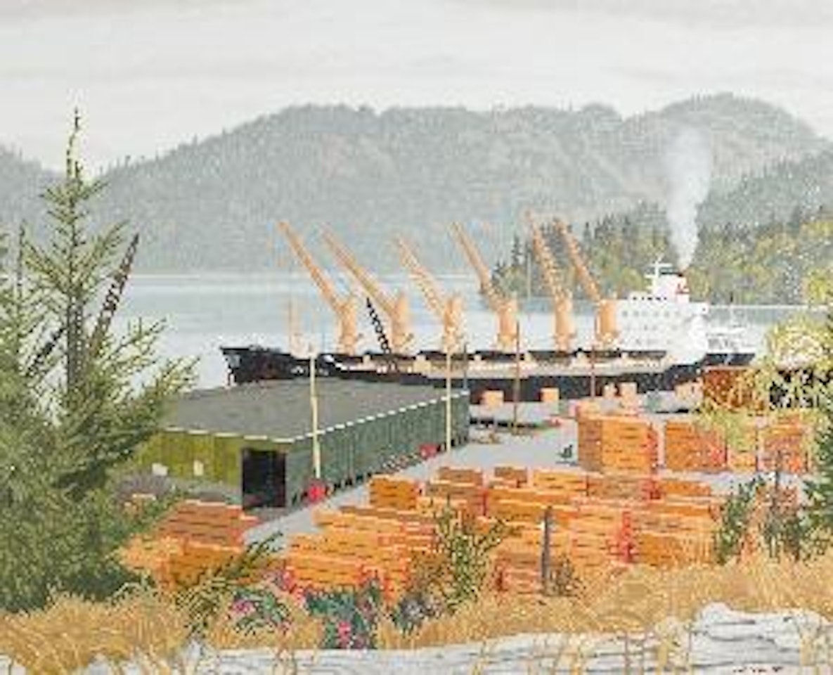 The freighter 'World Ares' at Crofton by Edward John Hughes