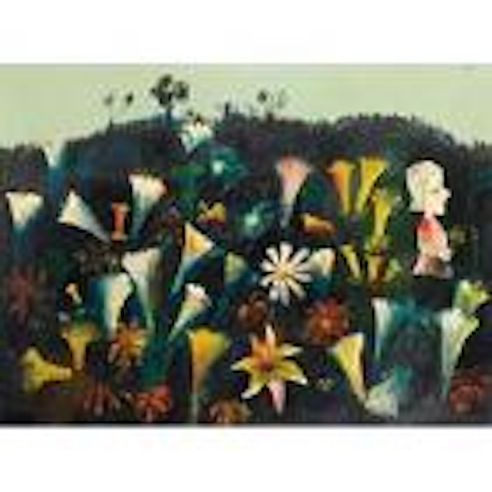 Flowers on the hill by Charles Blackman