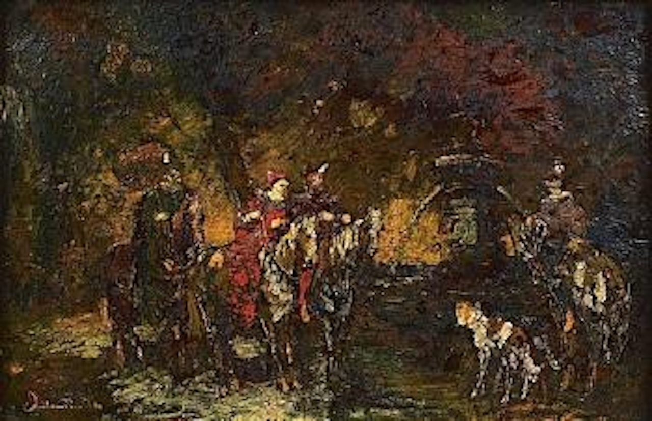 Rendez-vous a la fontaine by Adolphe Monticelli
