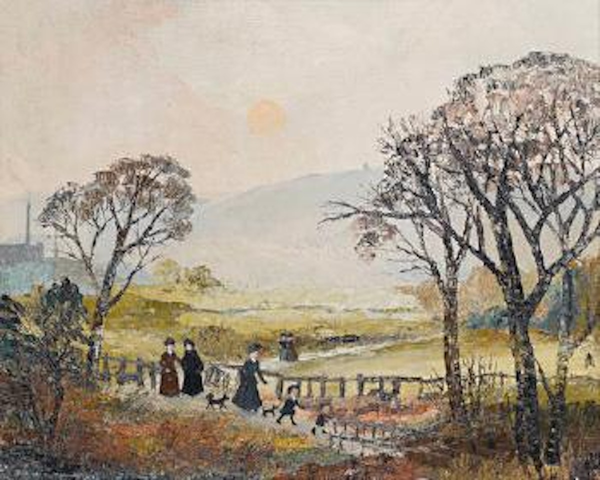 A walk on a rainy day by Helen Bradley