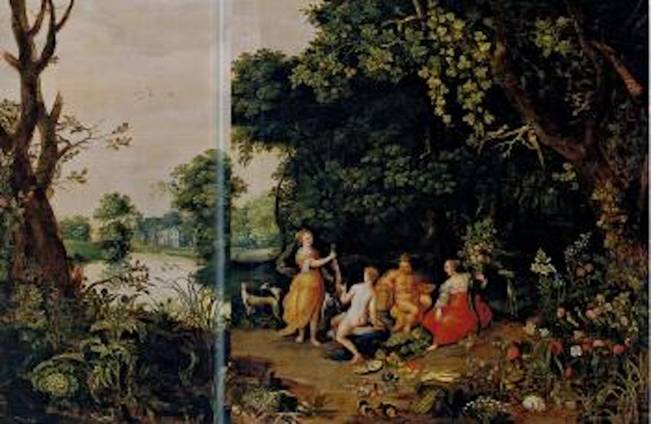 Waldlandschaft mit Bacchus und drei Göttinnen by Jan Brueghel the Younger