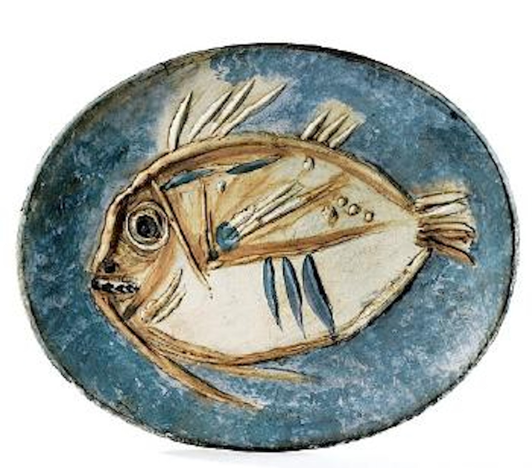 Poisson fond bleu (AR # 171 - B # 26 - 27 - 28 - 29 VA - R # 64 VA) by Pablo Picasso