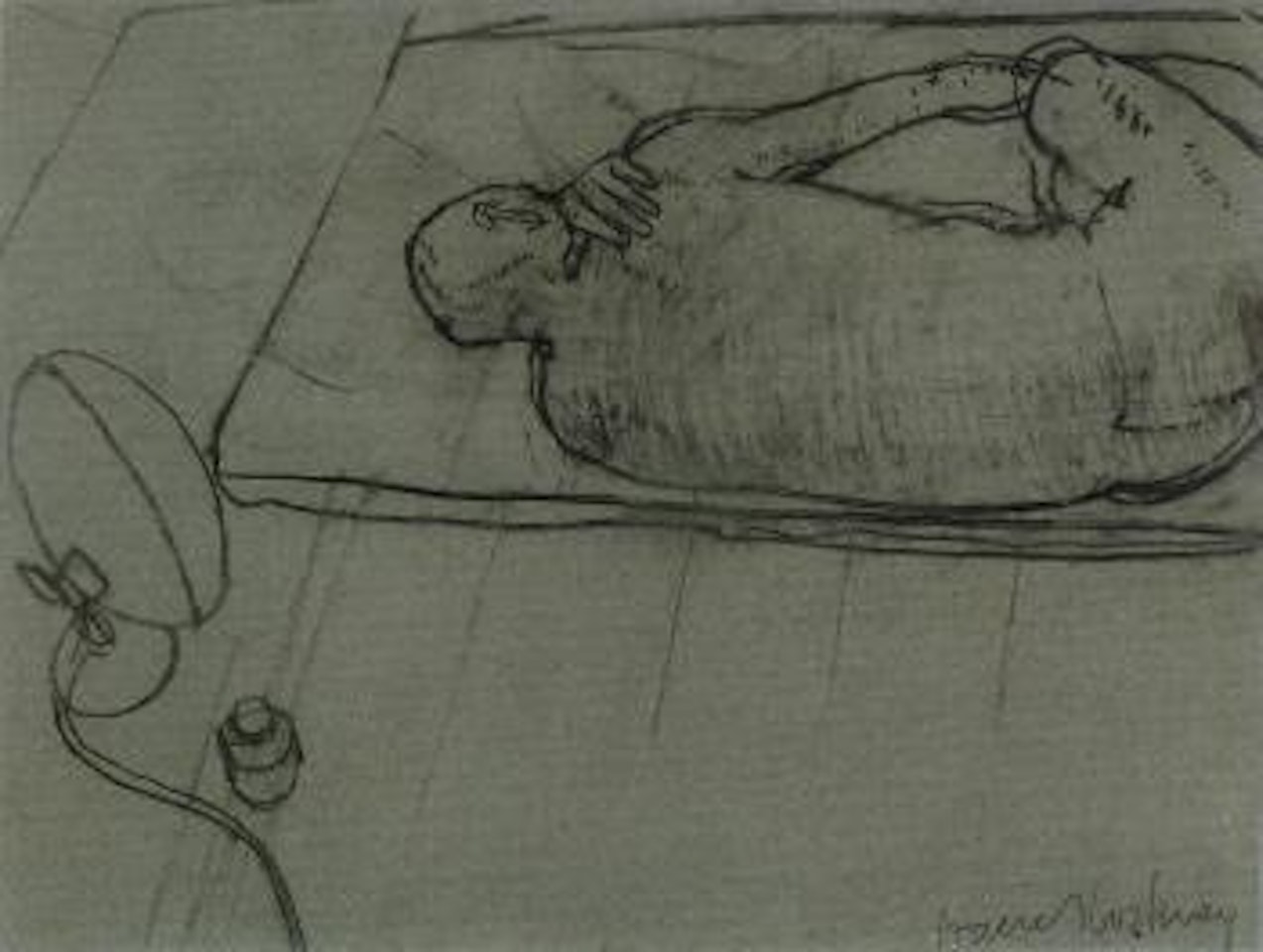 Boy with sun lamp by David Hockney