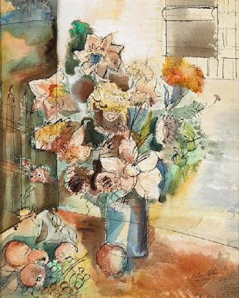 Still life with floweres and fruit by Jean Dufy