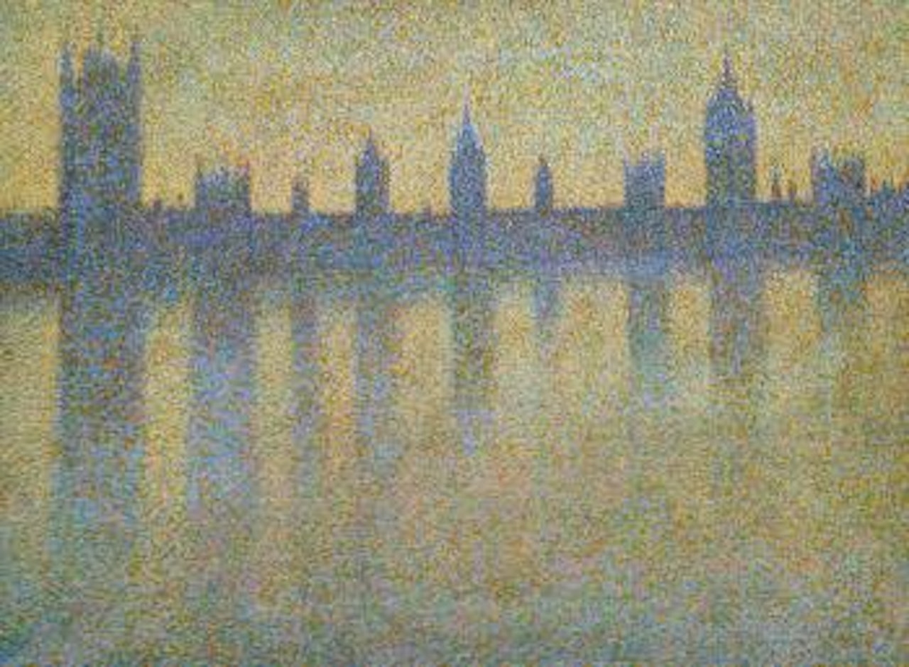 The Palace of Westminster from the Thames by Claude-Francis Barry