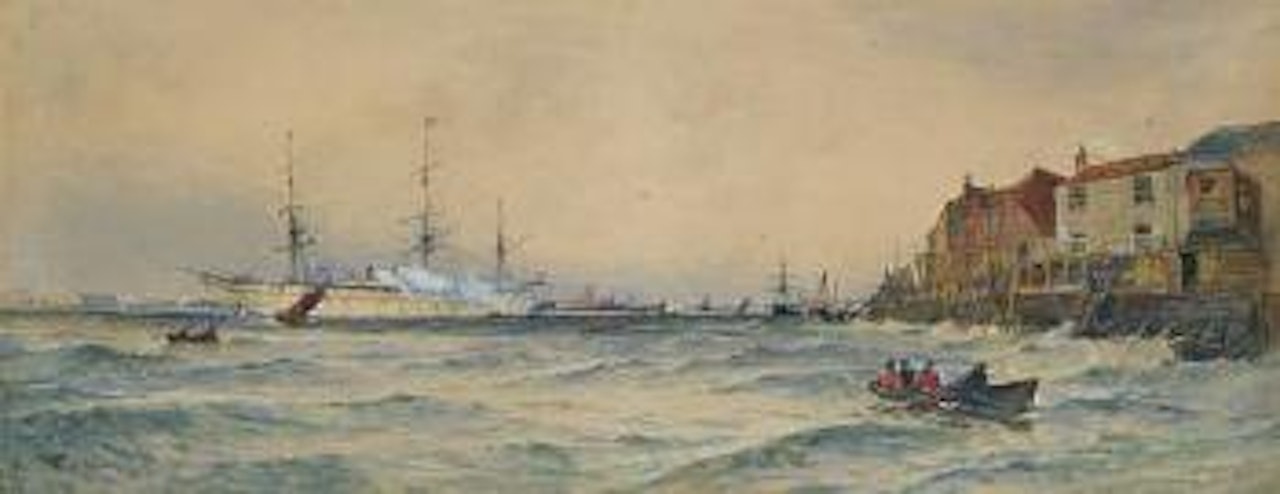 H.M.S. 'Orontes' leaving Portsmouth with troops for the East by Thomas Bush Hardy