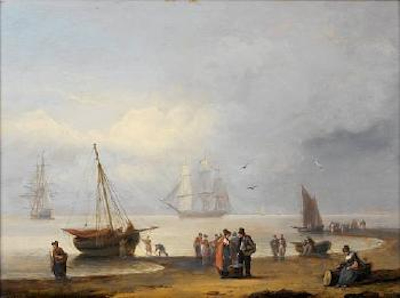 The Teign ferry, with passengers just landed ashore by Thomas Luny