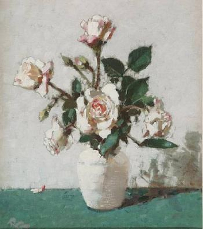 Vase of white roses by Robert Gwelo Goodman