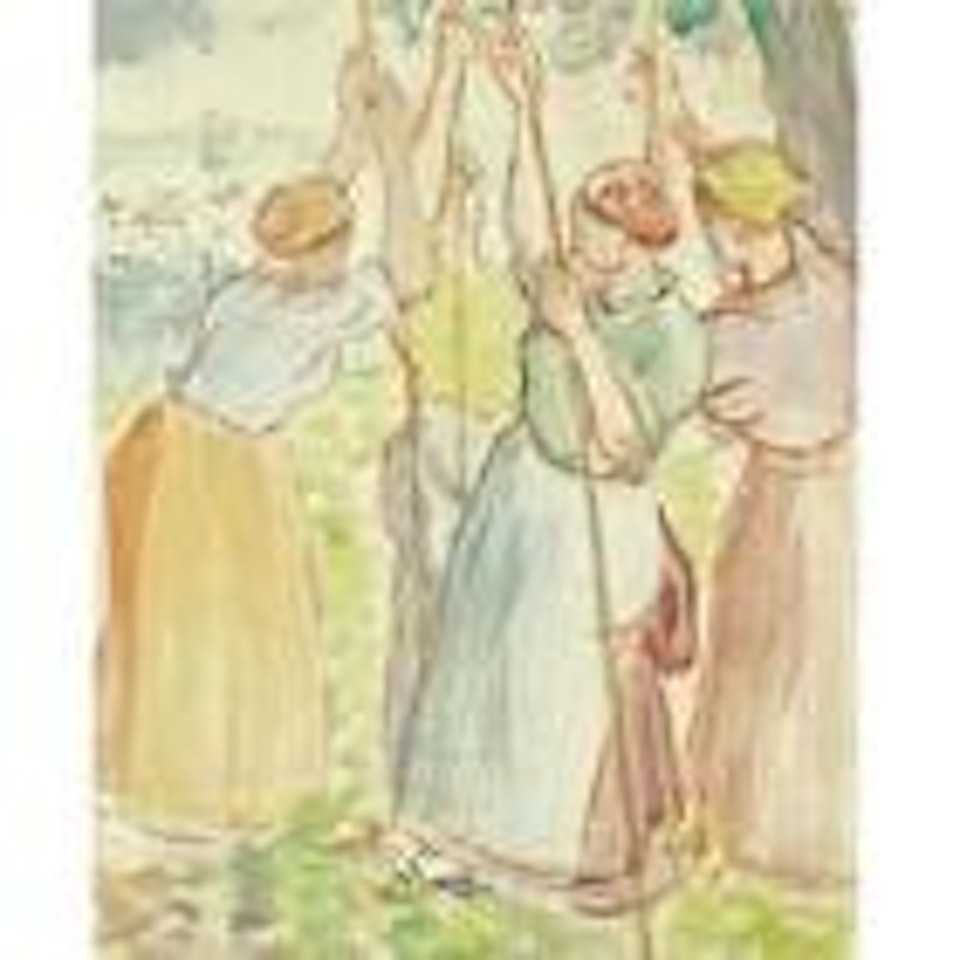 Étude pour un tableau: paysannes plantant des rames by Camille Pissarro