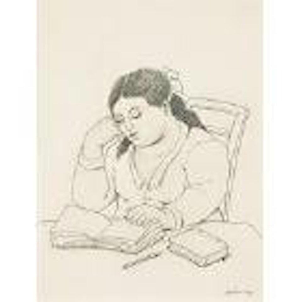 Jeune femme lisant by Fernando Botero