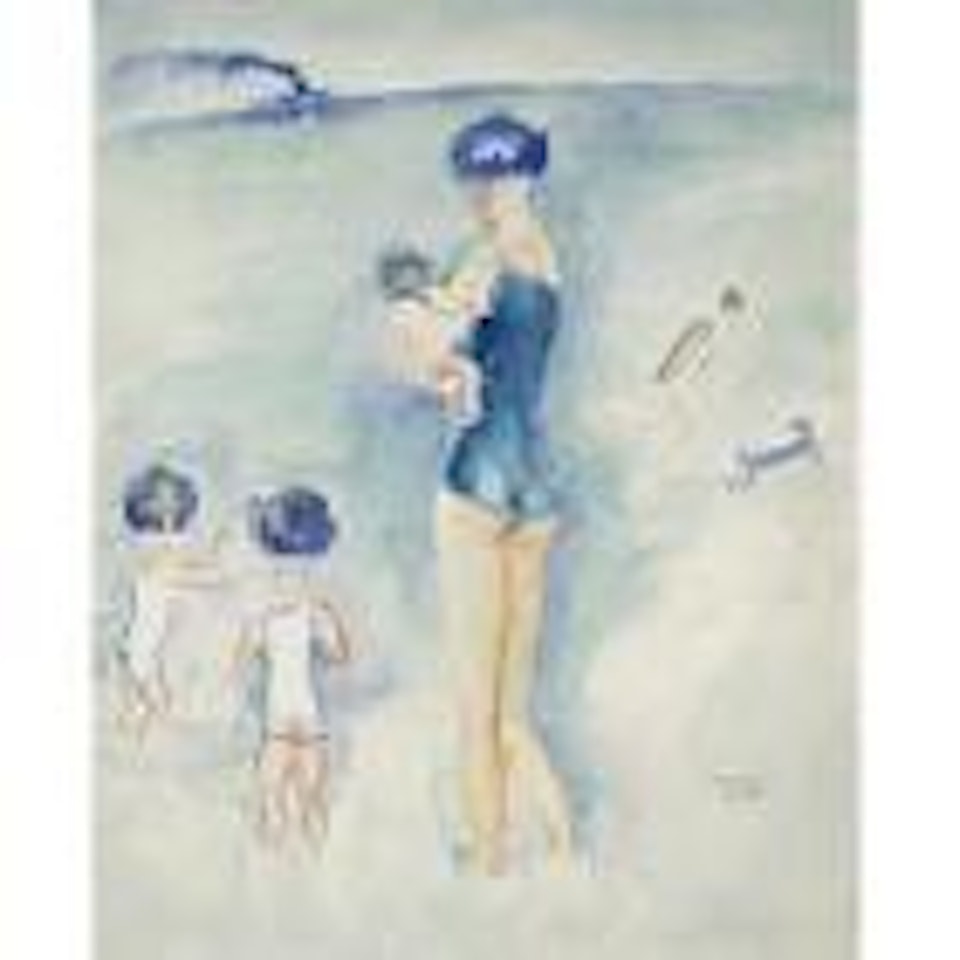 Mère et enfants sur le plage à Deauville by Kees van Dongen