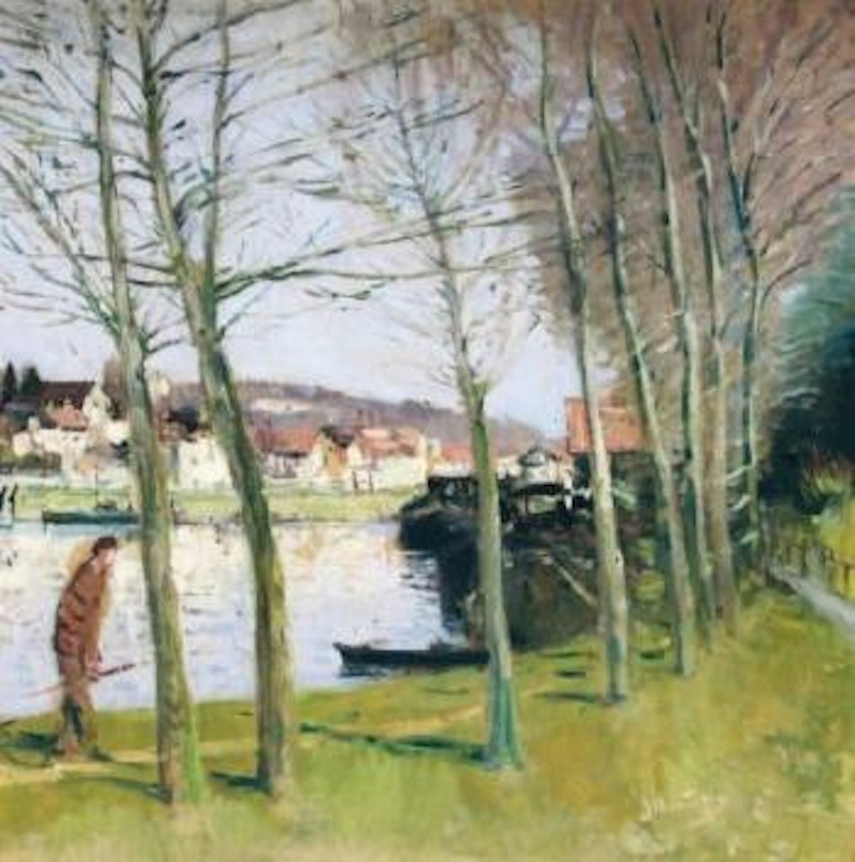 Pecheurs au bord de Marne by Pierre Eugène Montezin