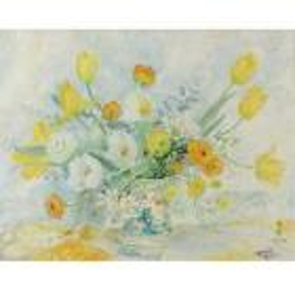 White and Yellow Tulips by Le Pho