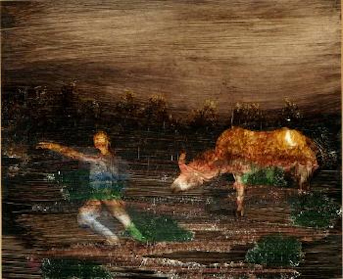 Landscape with Figure and Bull by Sidney Nolan