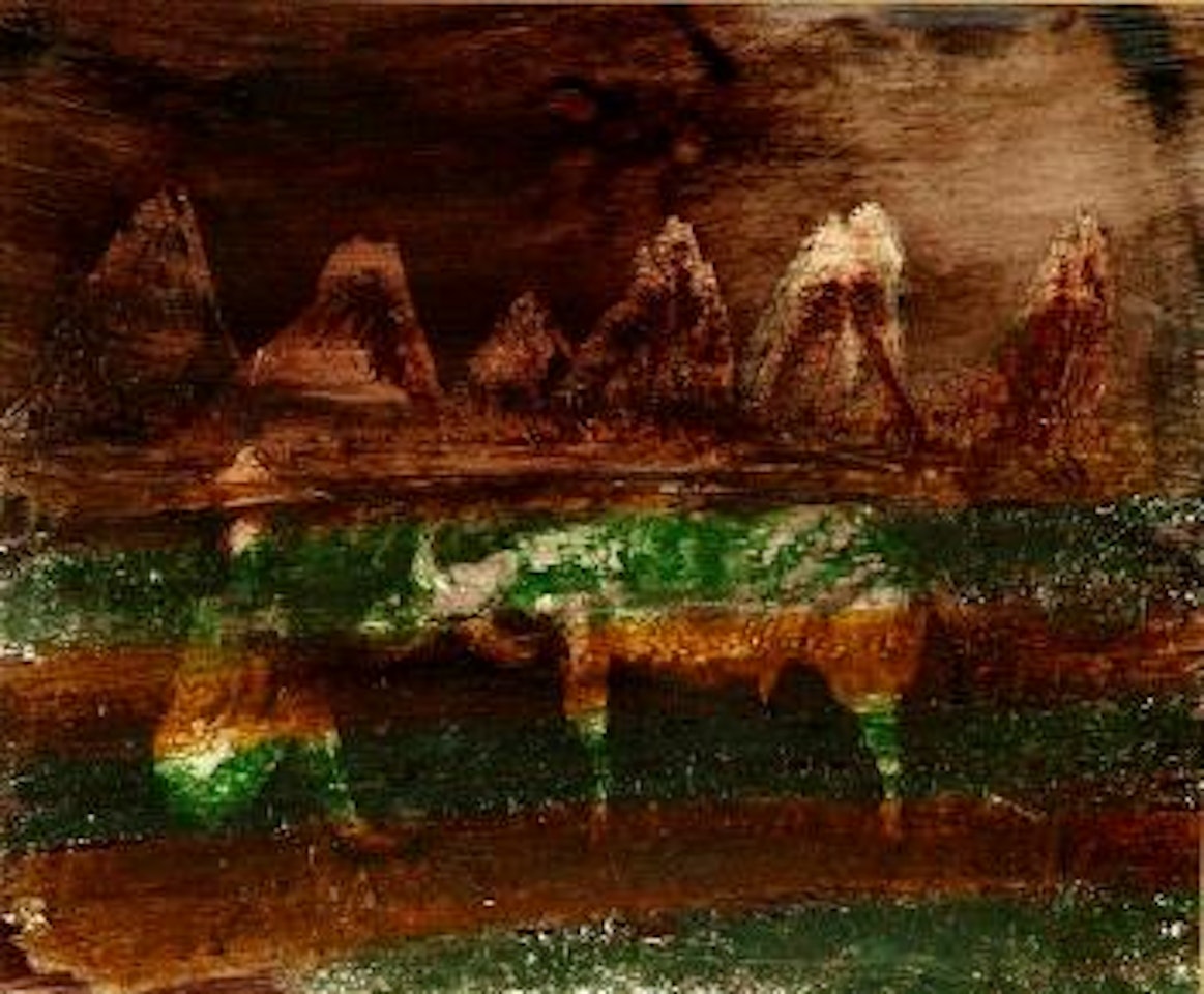 Landscape with Figure and Bull by Sidney Nolan