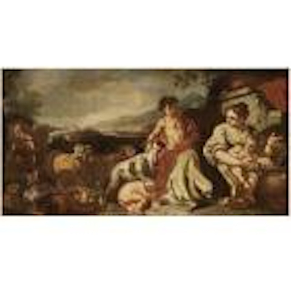 A landscape with a peasant family and their animals by Francesco Solimena