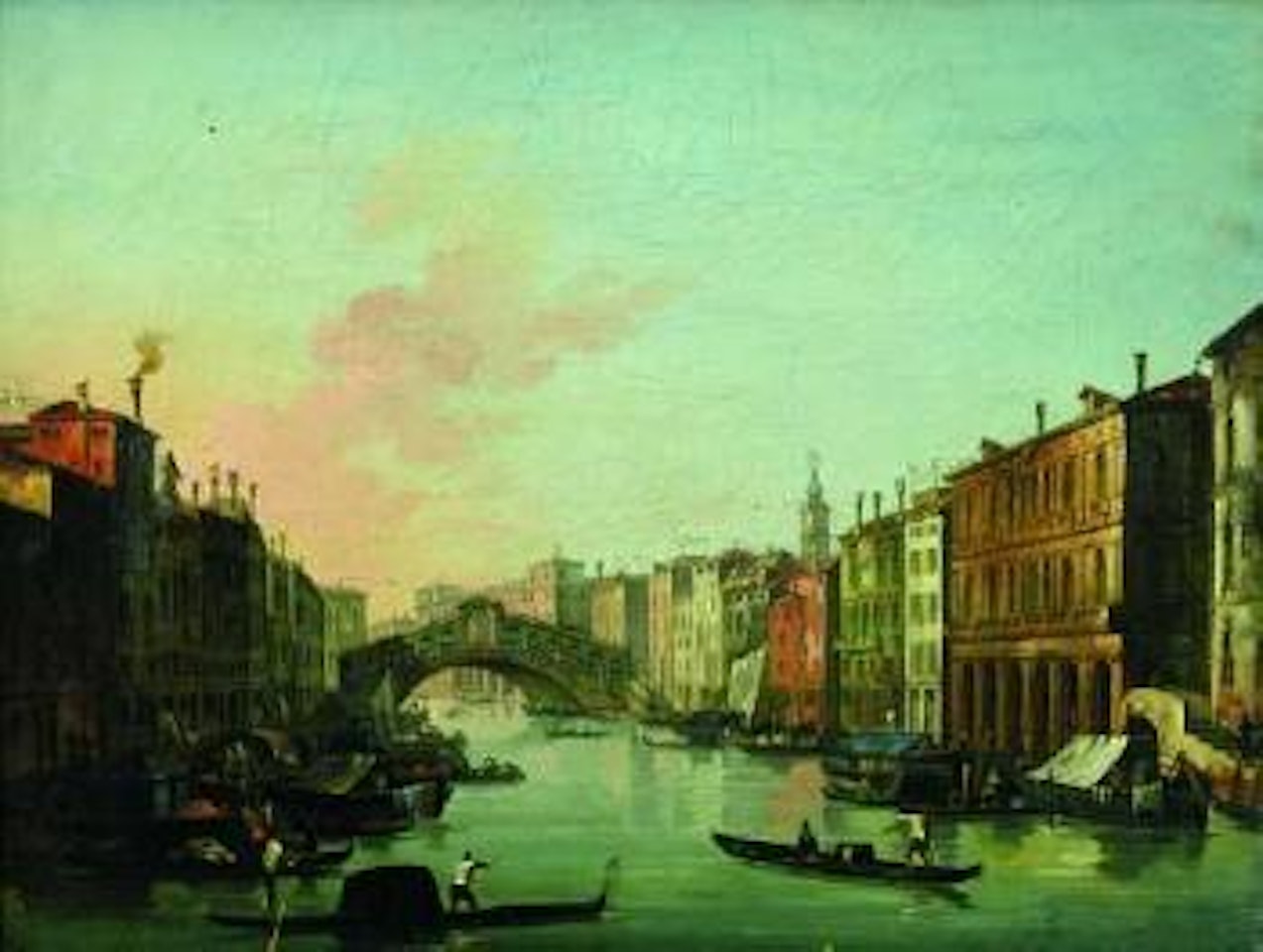 Canal Grande mit Blick auf die Rialtobrücke von Süden by Venetian School