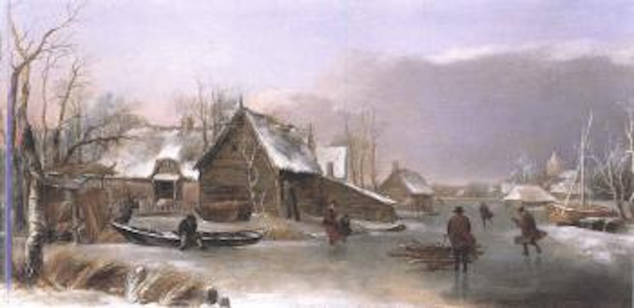 Winterlandschaft mit Zugefrorenem Kanal by Jan Van Kessel The Elder