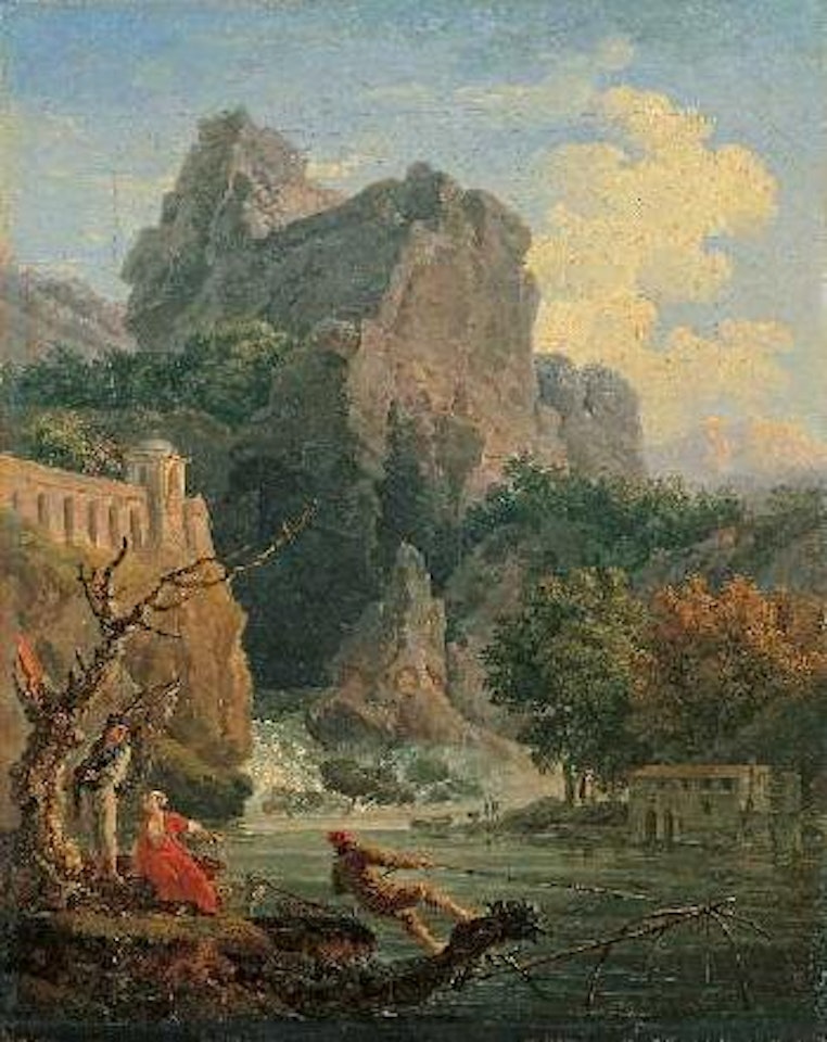 Flusslandschaft mit Fischern by Claude Joseph Vernet