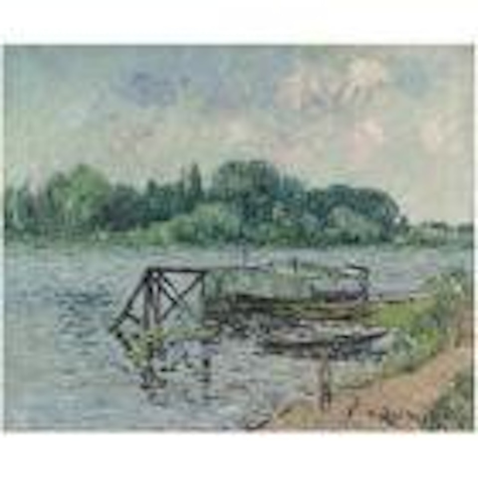 Bateaux lavoir sur la Seine a Herblay by Gustave Loiseau