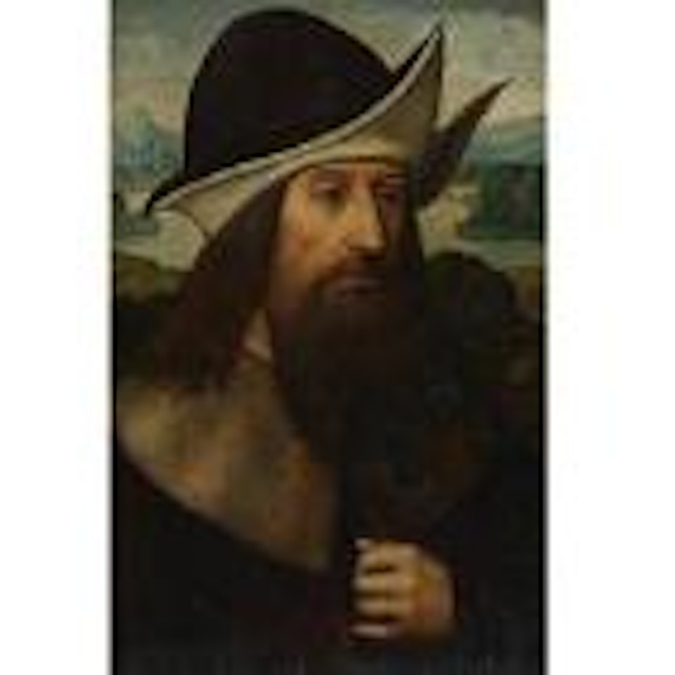 Bearded man in an exotic hat by Flemish School