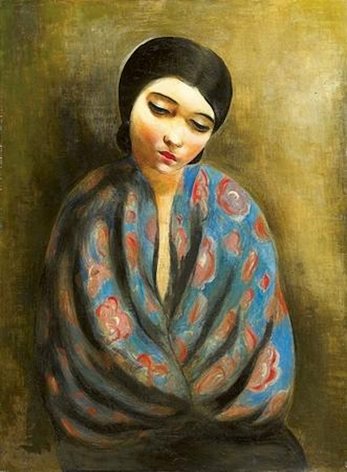 Jeune fille au Chale Bleu by Moïse Kisling