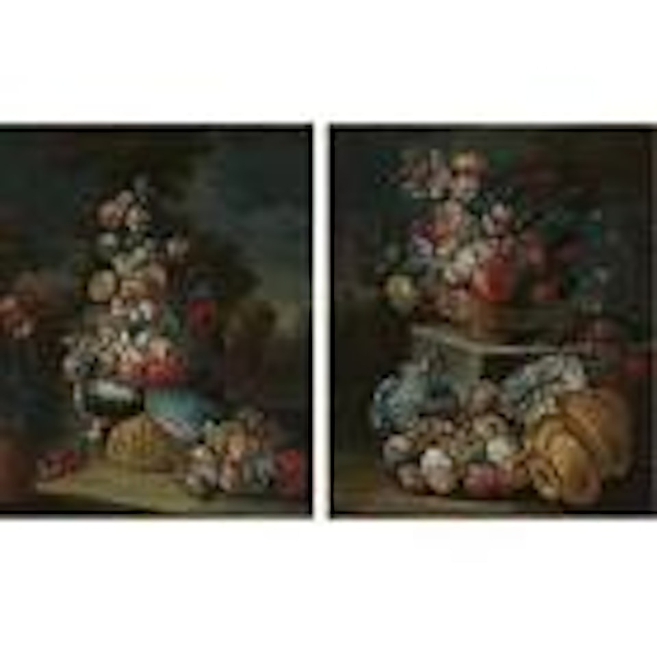 Still life with flowers. Still life with flowers and a stone jug by Gasparo Lopez