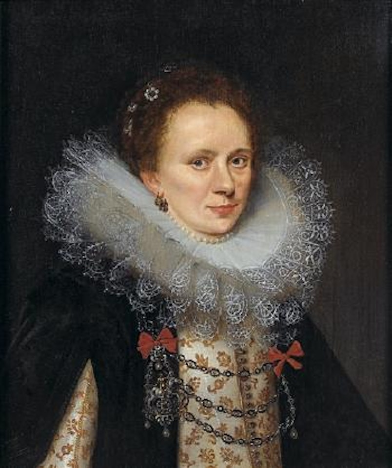 Portrait de jeune femme portant une fraise de dentelle  by B Cornelisz by Flemish School