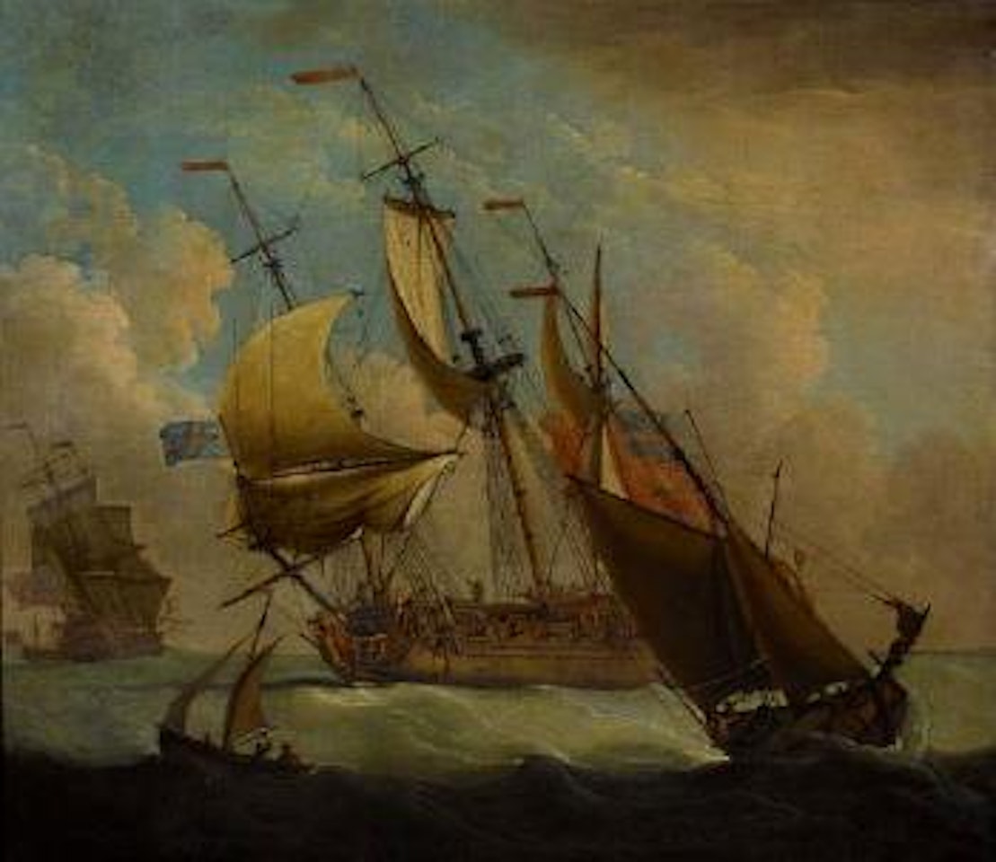 British men-of-war on a breezy day by Peter Monamy