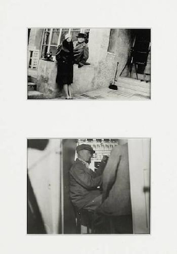 Two Stills of Masked Figures on the Set of the Film 'Les Mystères du Chateau du De' by Man Ray