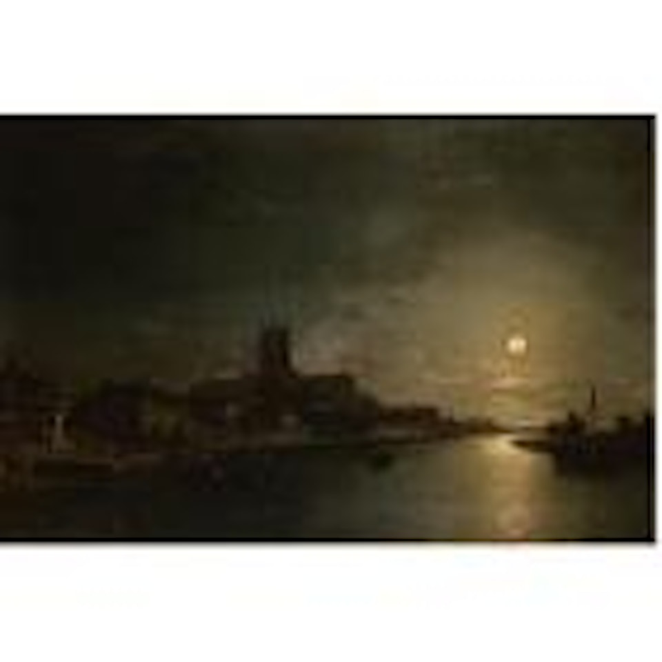 Moonlight on the river Severn with Worcester Cathedral by Henry Pether