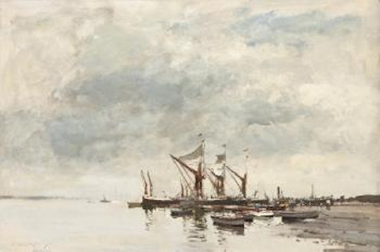 Thames barges drying sails by Edward Seago