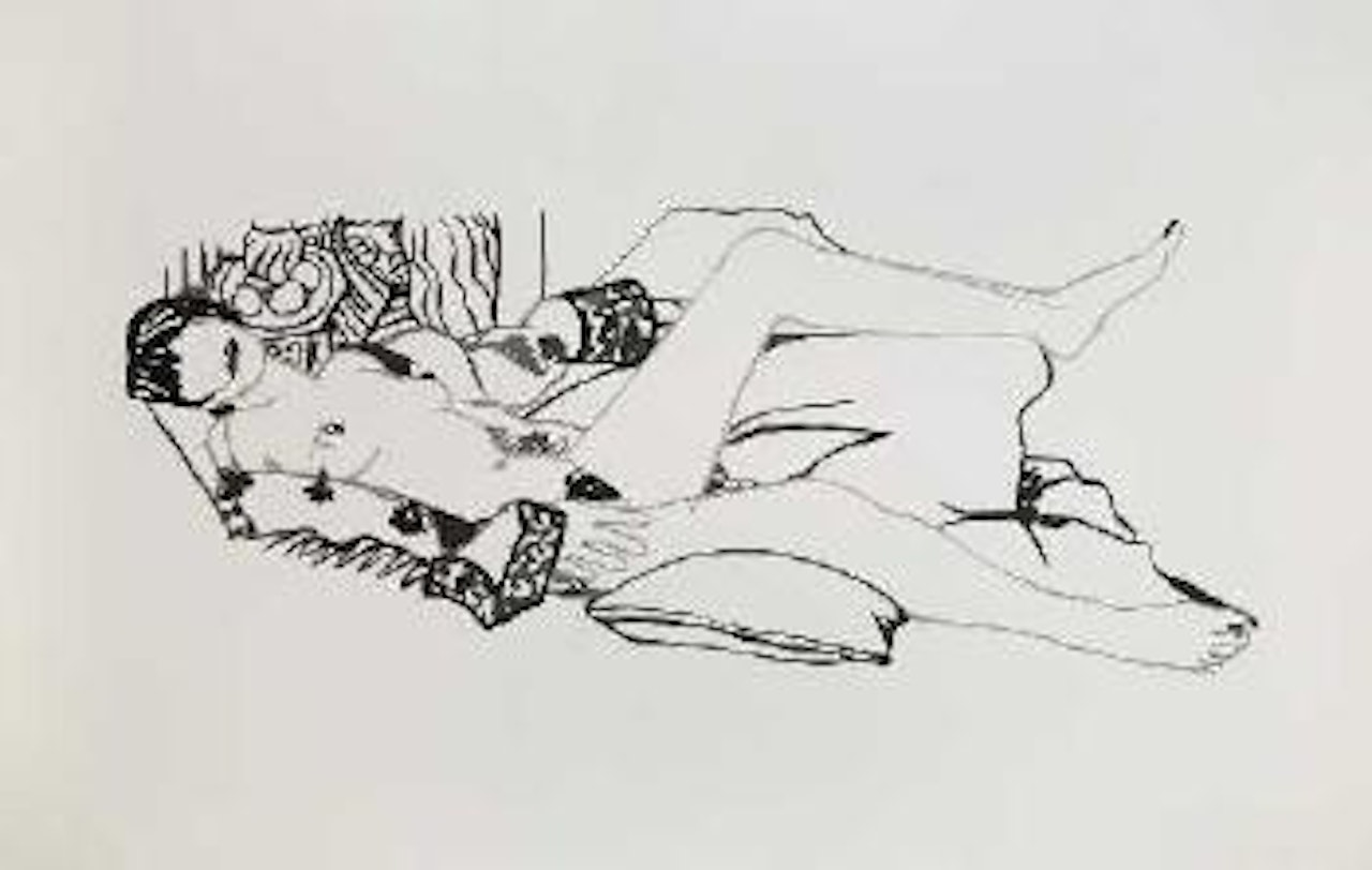 Monica nude in purple robe by Tom Wesselmann