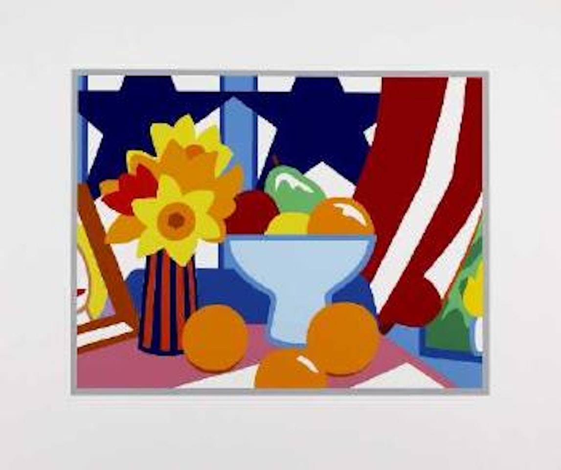 Still-life with red blowing curtain by Tom Wesselmann