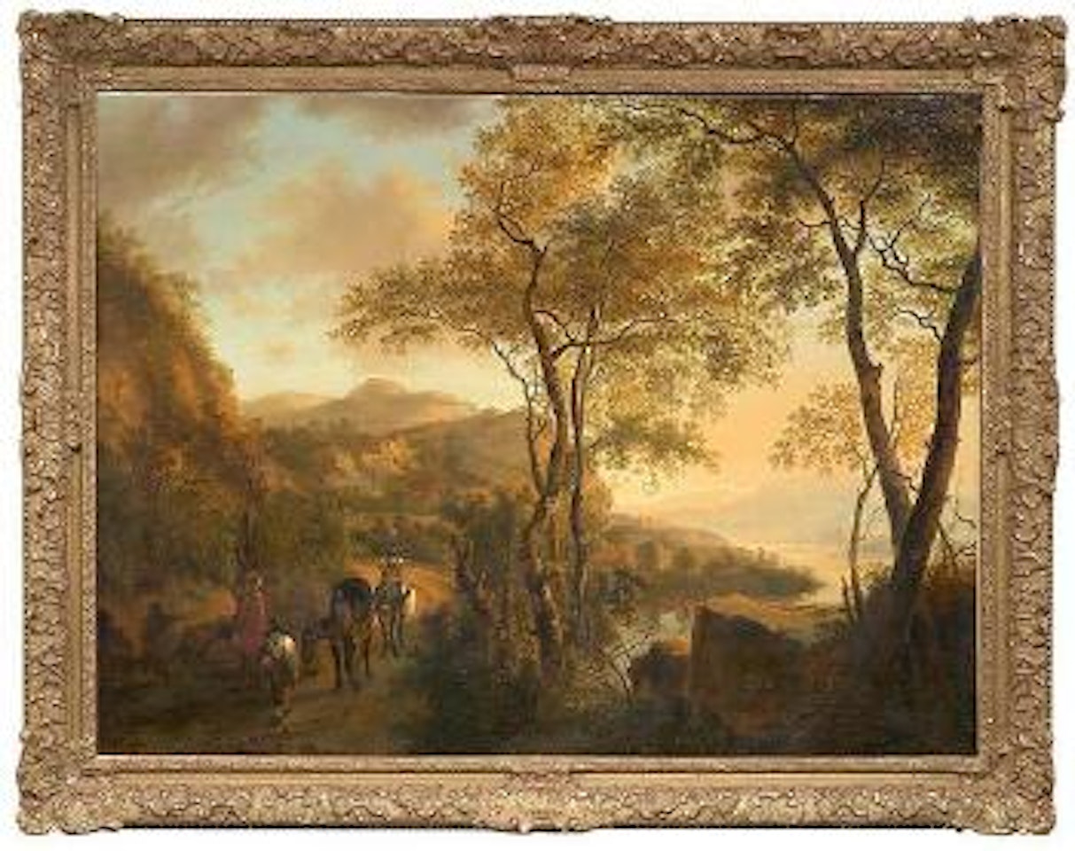 Italienische Gebirgslandschaft mit Hirten und Maultieren by Jan Both