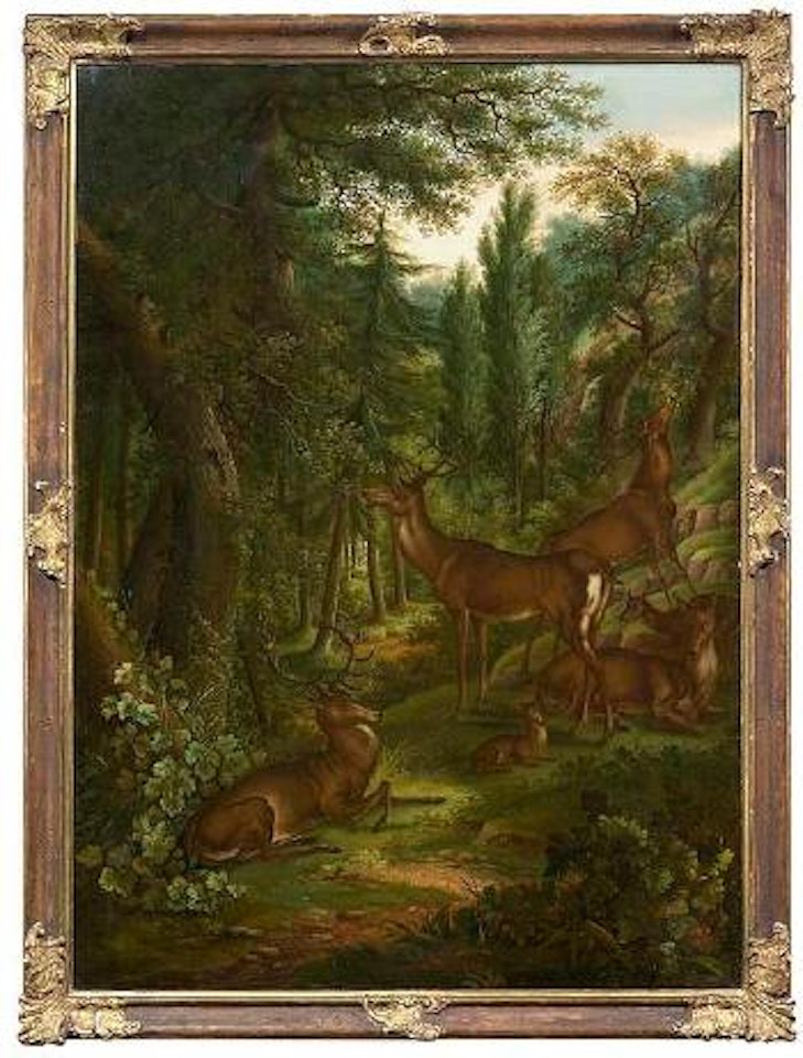 Hirsche im Wald by Jacob Philipp Hackert