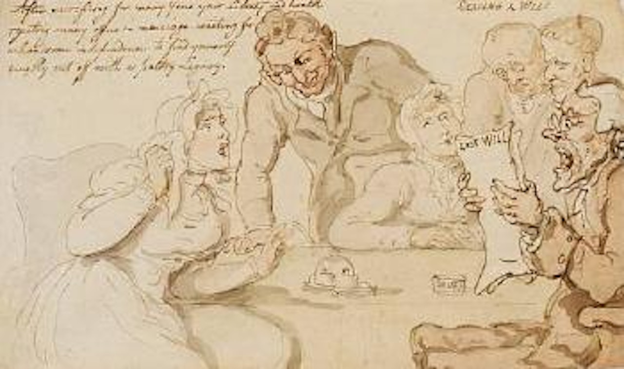 Reading a will by Thomas Rowlandson