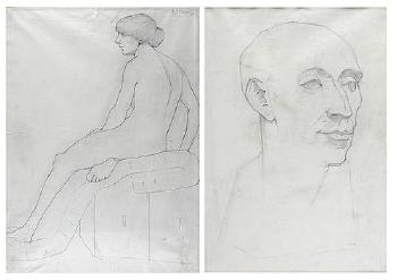 Seated female nude by Laurence Stephen Lowry