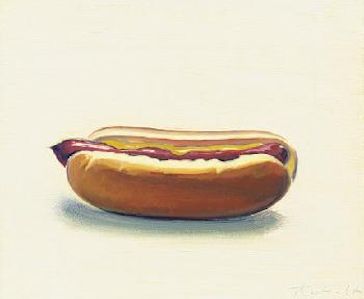 Hot dog with mustard by Wayne Thiebaud