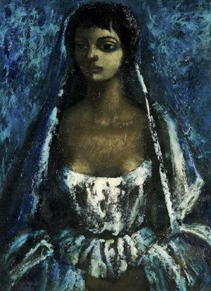 Girl in a blue shawl by Daniel O'Neill