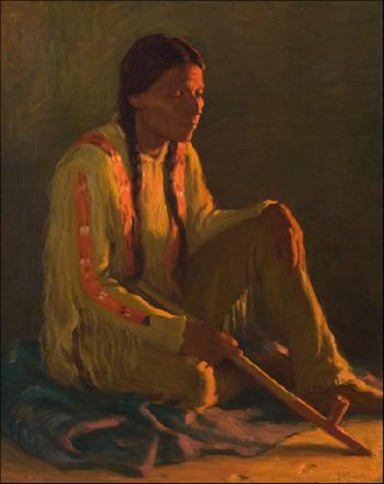 White weasel, Taos by Joseph Henry Sharp