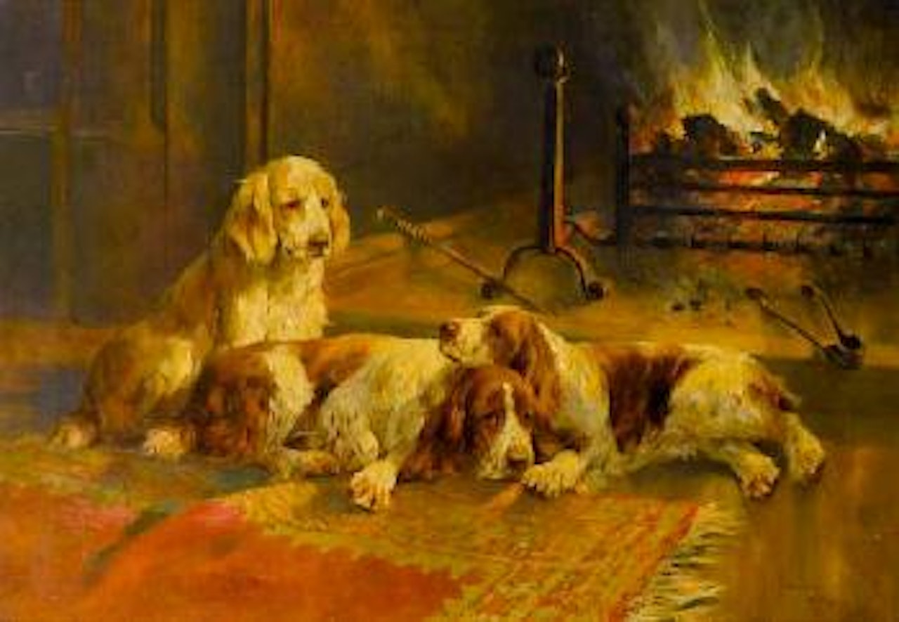 A winter fireside by Arthur Wardle